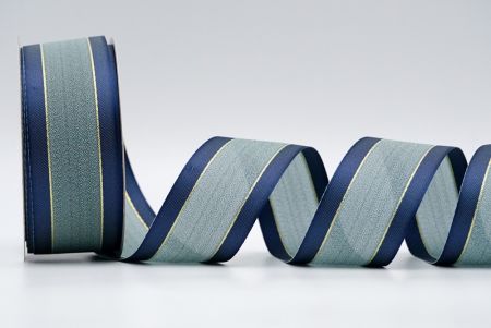 Mint Blue and Blue Two Tone Satin and Gold Lining Ribbon_K1773-6034